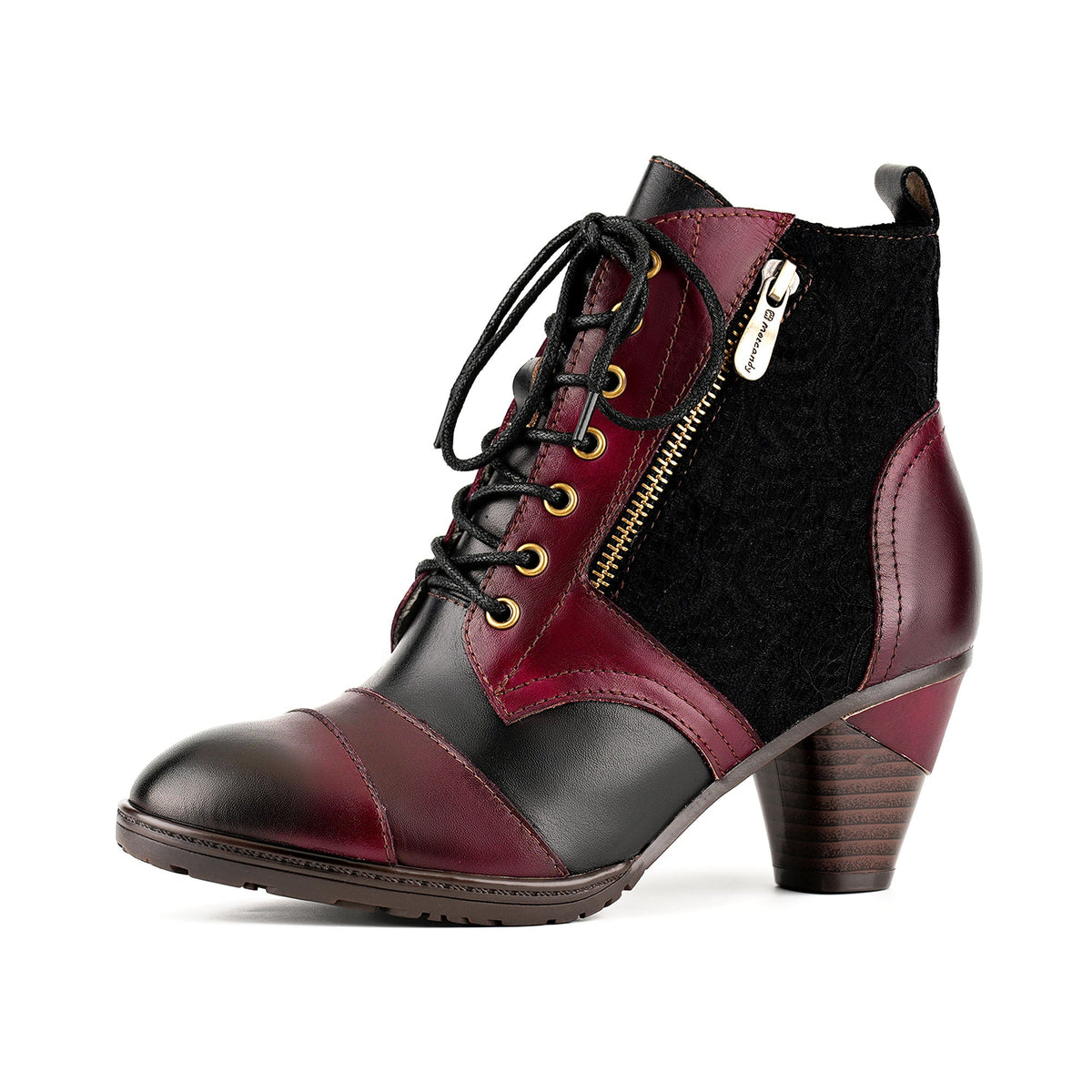 Vintage Handmade Leather Patchwork Ankle Boots