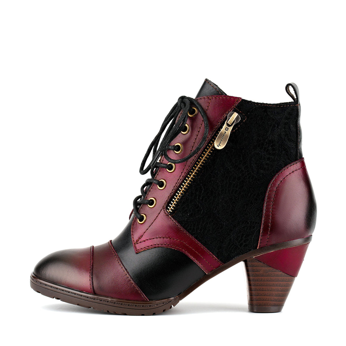 Vintage Handmade Leather Patchwork Ankle Boots