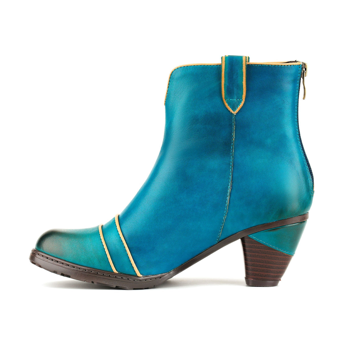 Peacock-Inspired Leather Ankle Boots