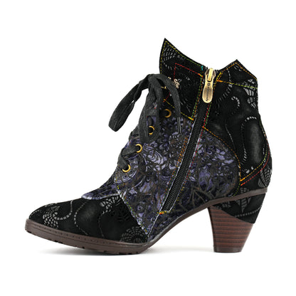 Bohemian Lace-Pattern Ankle Boots