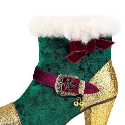 Christmas Charm Velvet Ankle Boots
