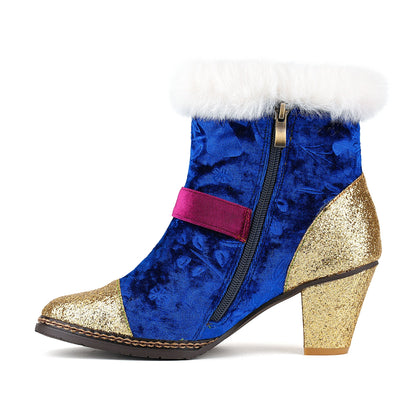 Christmas Charm Velvet Ankle Boots