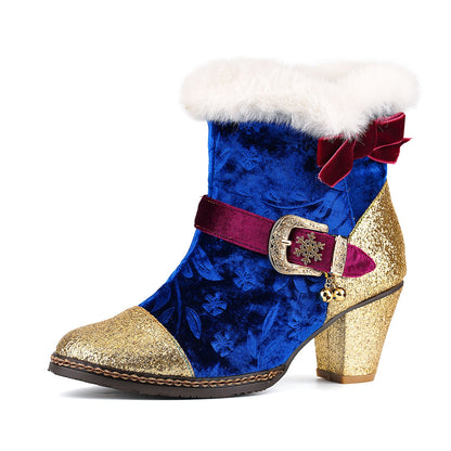 Christmas Charm Velvet Ankle Boots