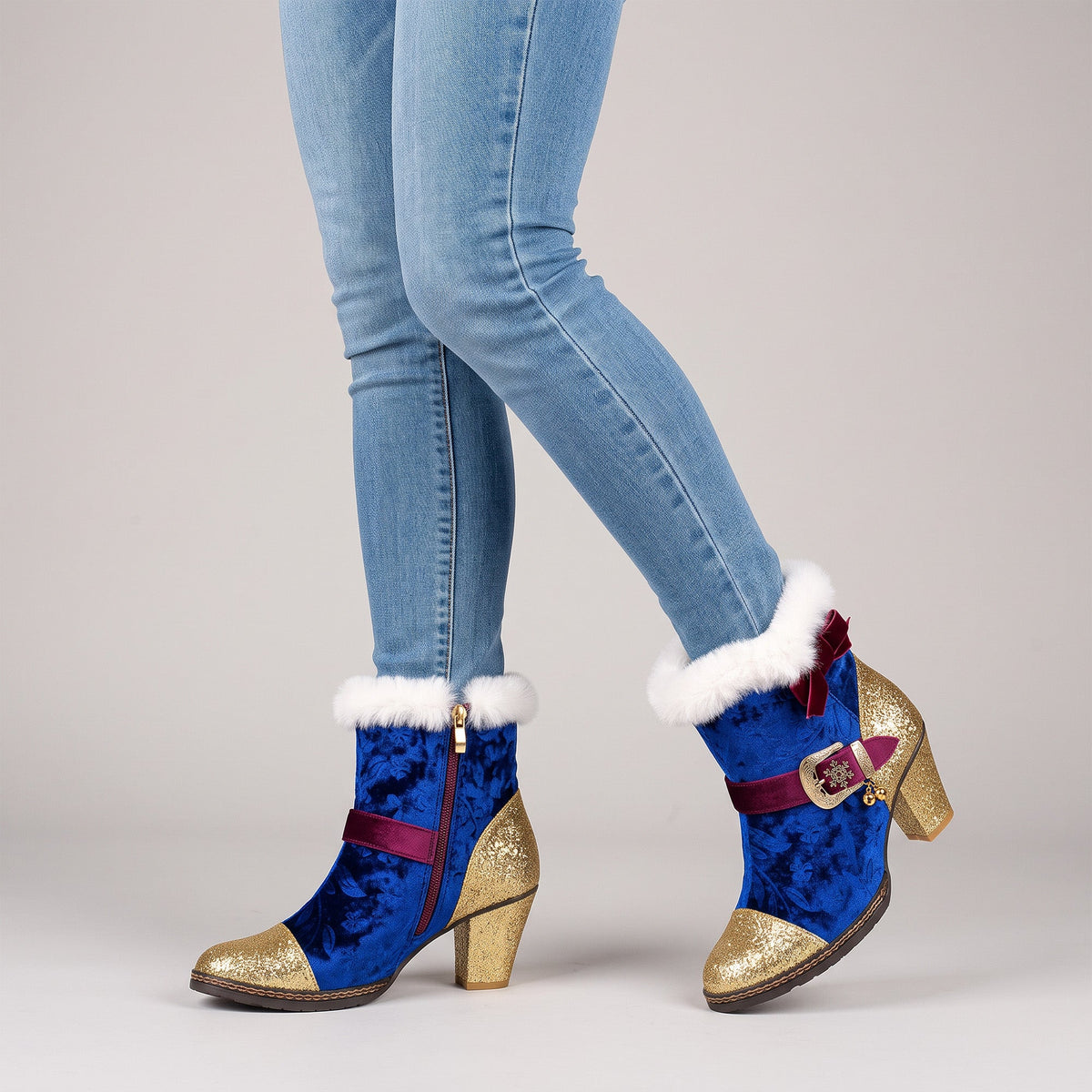 Christmas Charm Velvet Ankle Boots