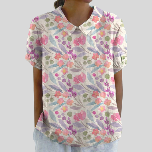 Aurélie | Blouse with Graphic Floral Pattern