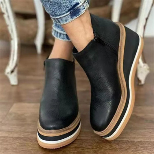 Botines Mujer Cuña  Botas Tobilleras Plataforma Cómodas Otoño Invierno