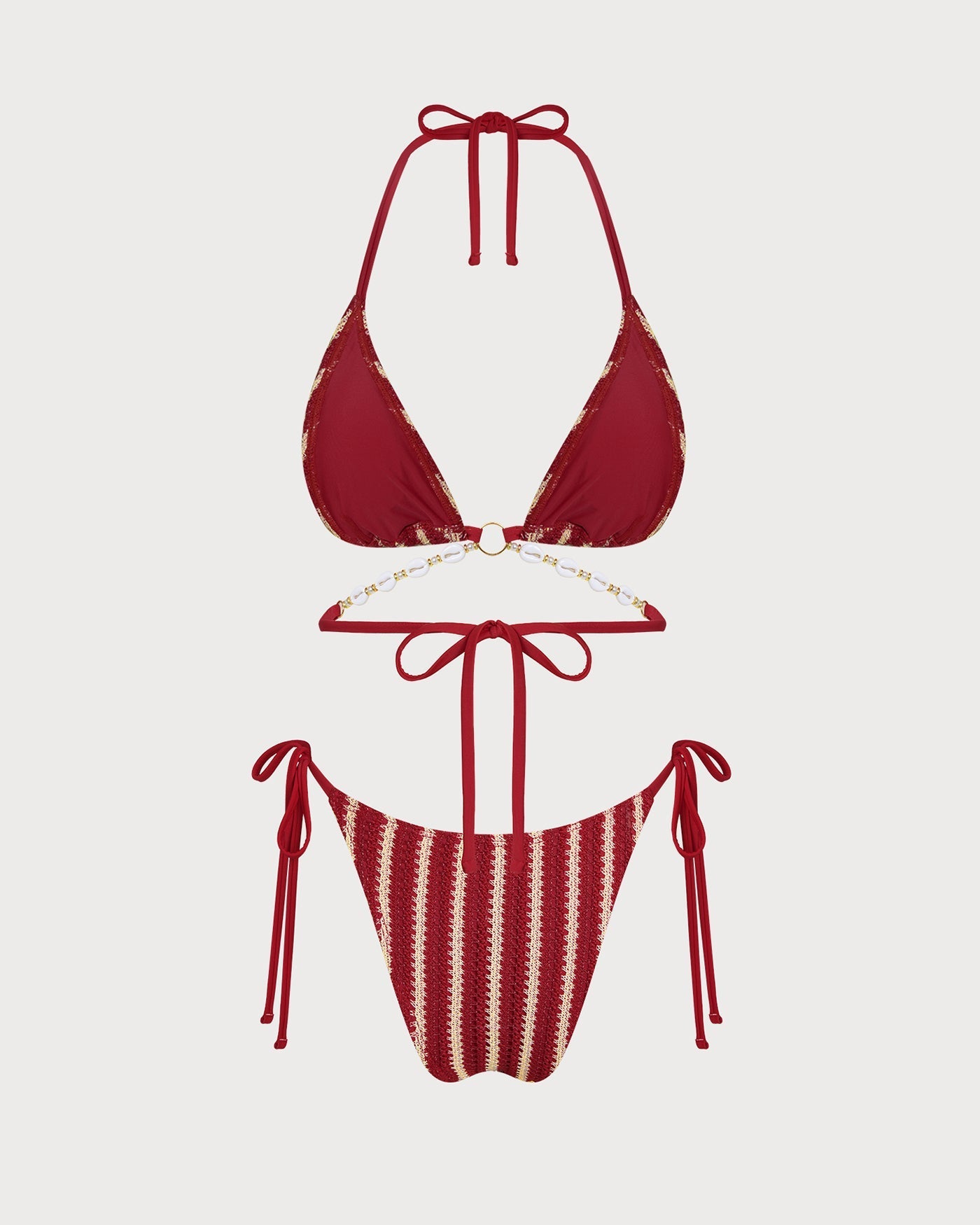 Contrast Bikini Set with Red O-Ring