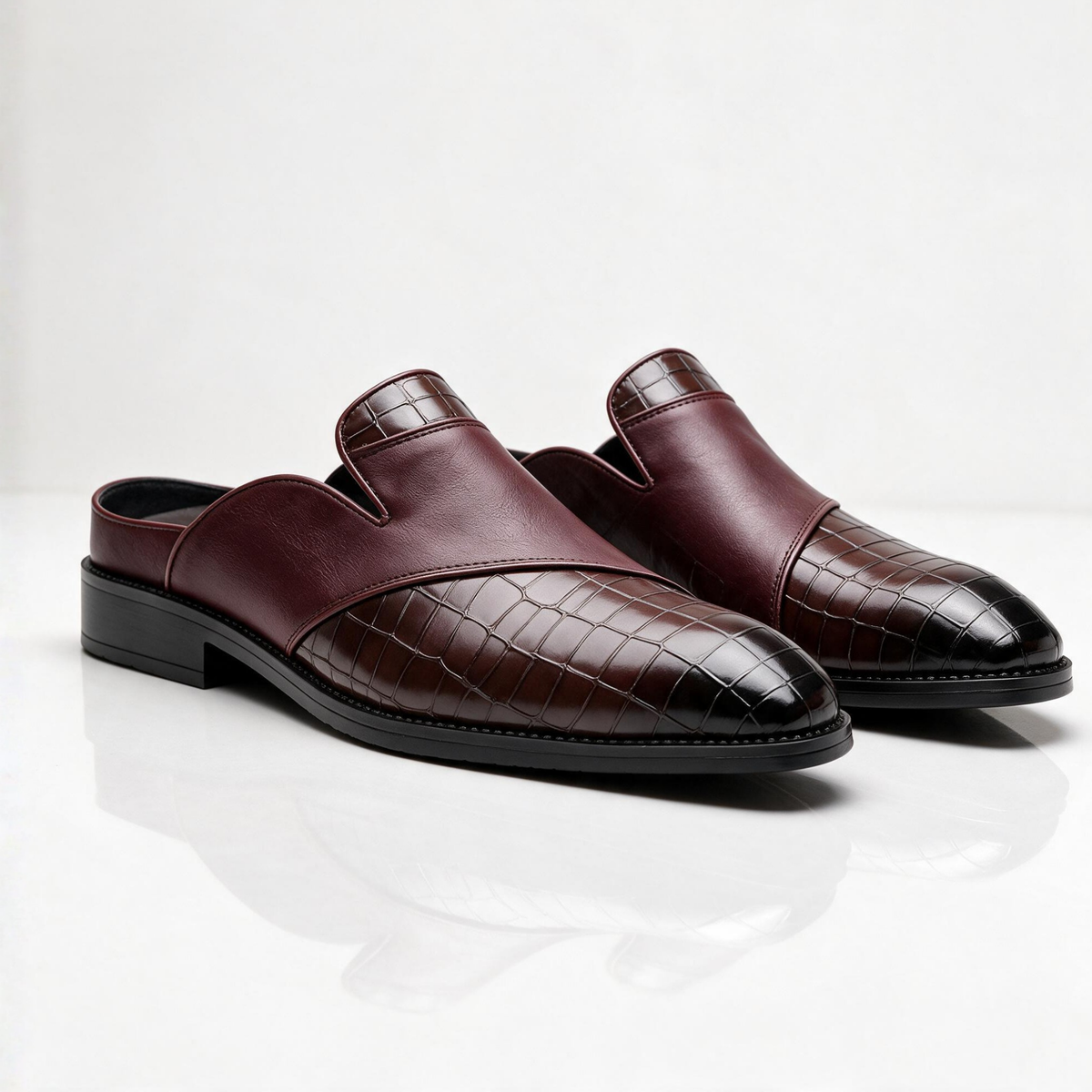 Hudson Croc Embossed Mules