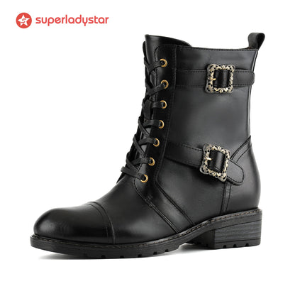Timeless Grace Floral Lace-Up Flat Ankle Boots