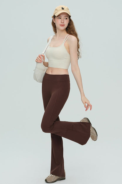 High-Waisted Breathable Flared Workout Slit Leggings