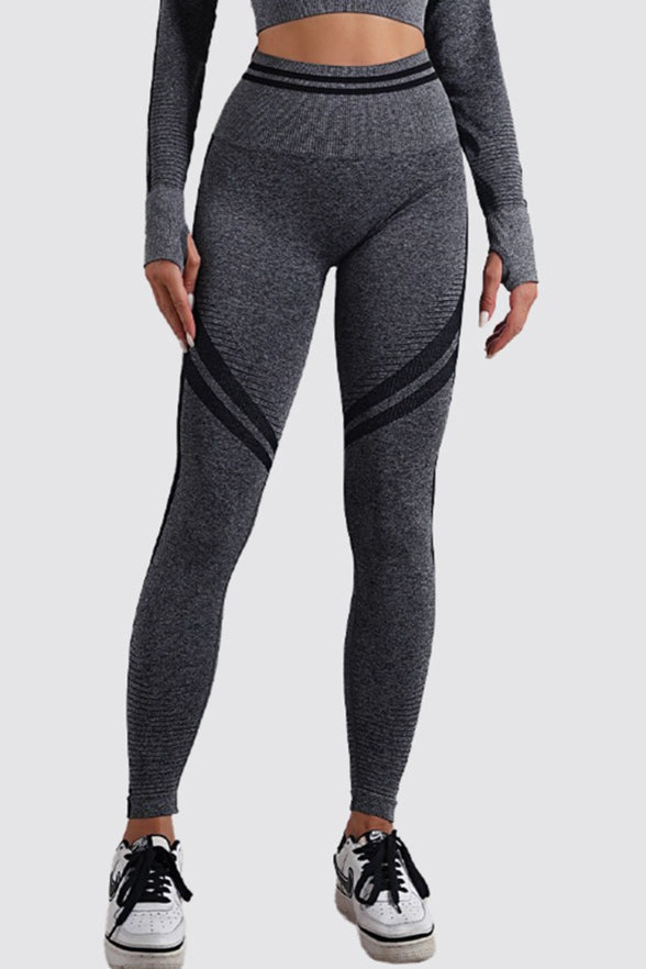 Seamless Striped High-Waist Sculpting Workout Leggings