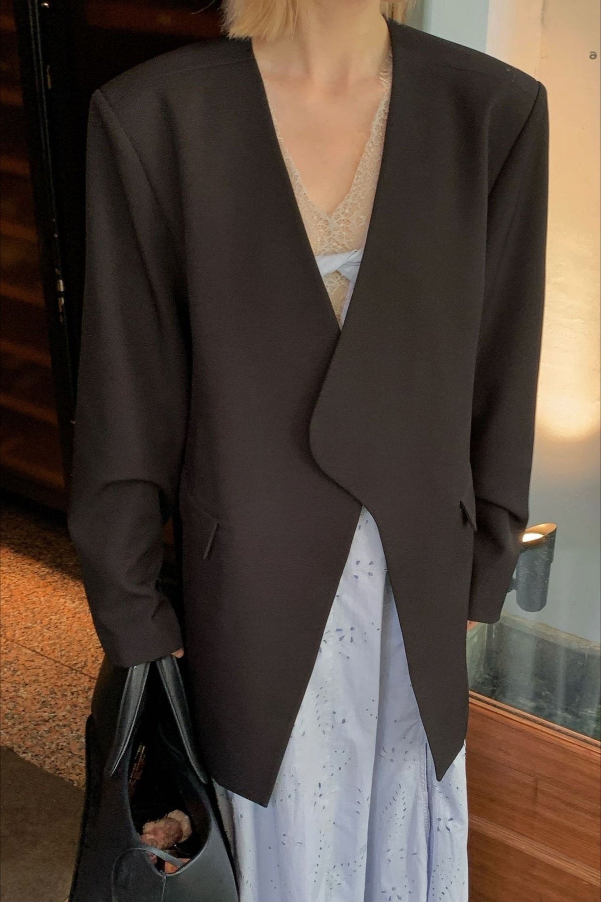 Oversized Black Casual Blazer
