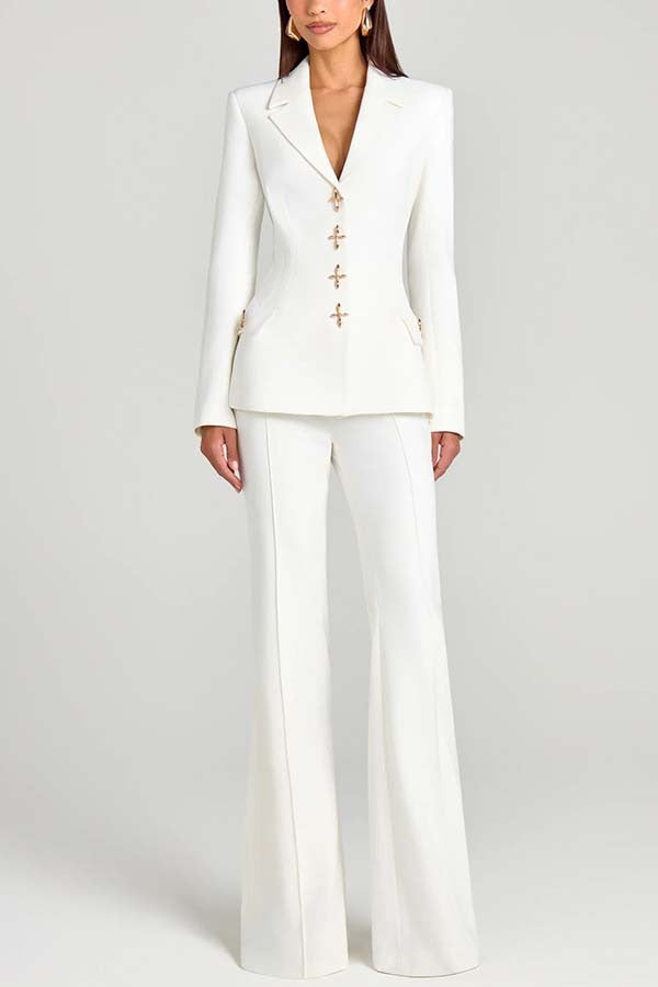 Metal Button Long Sleeve Blazer