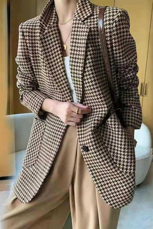 Houndstooth Wool Blazer