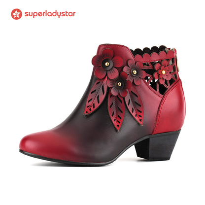 Blooming Elegance Floral Ankle Boots