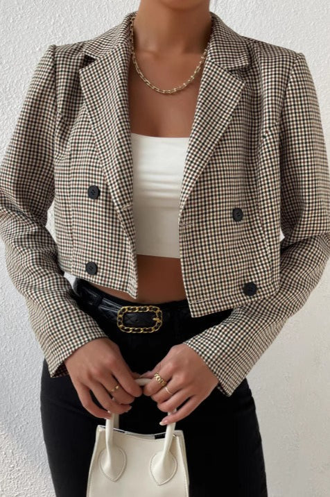 Houndstooth Cropped Blazer