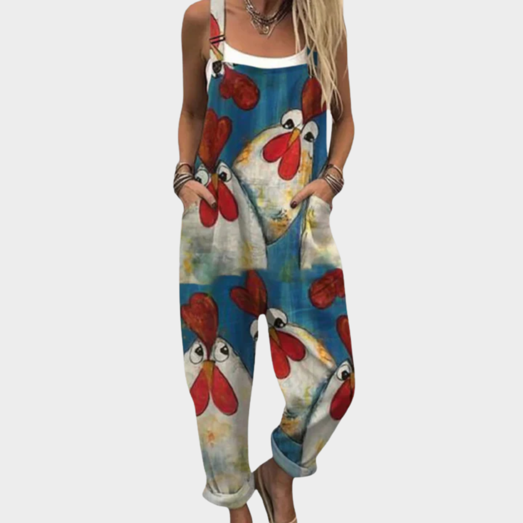 Printed Suspenders Pants