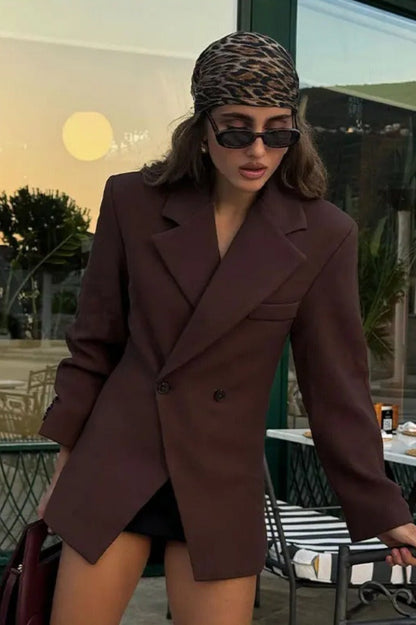 High-Waisted Button Blazer
