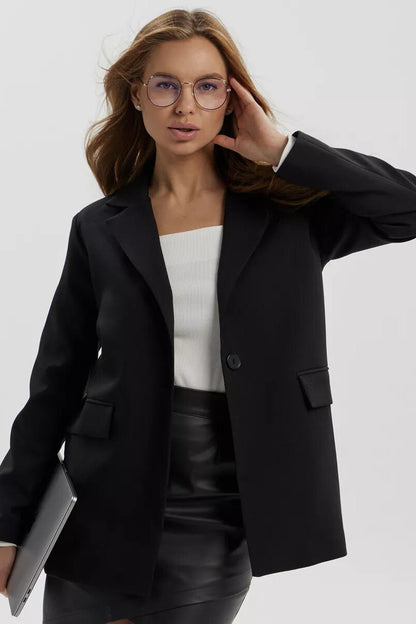 Single Button Loose Fit Blazer