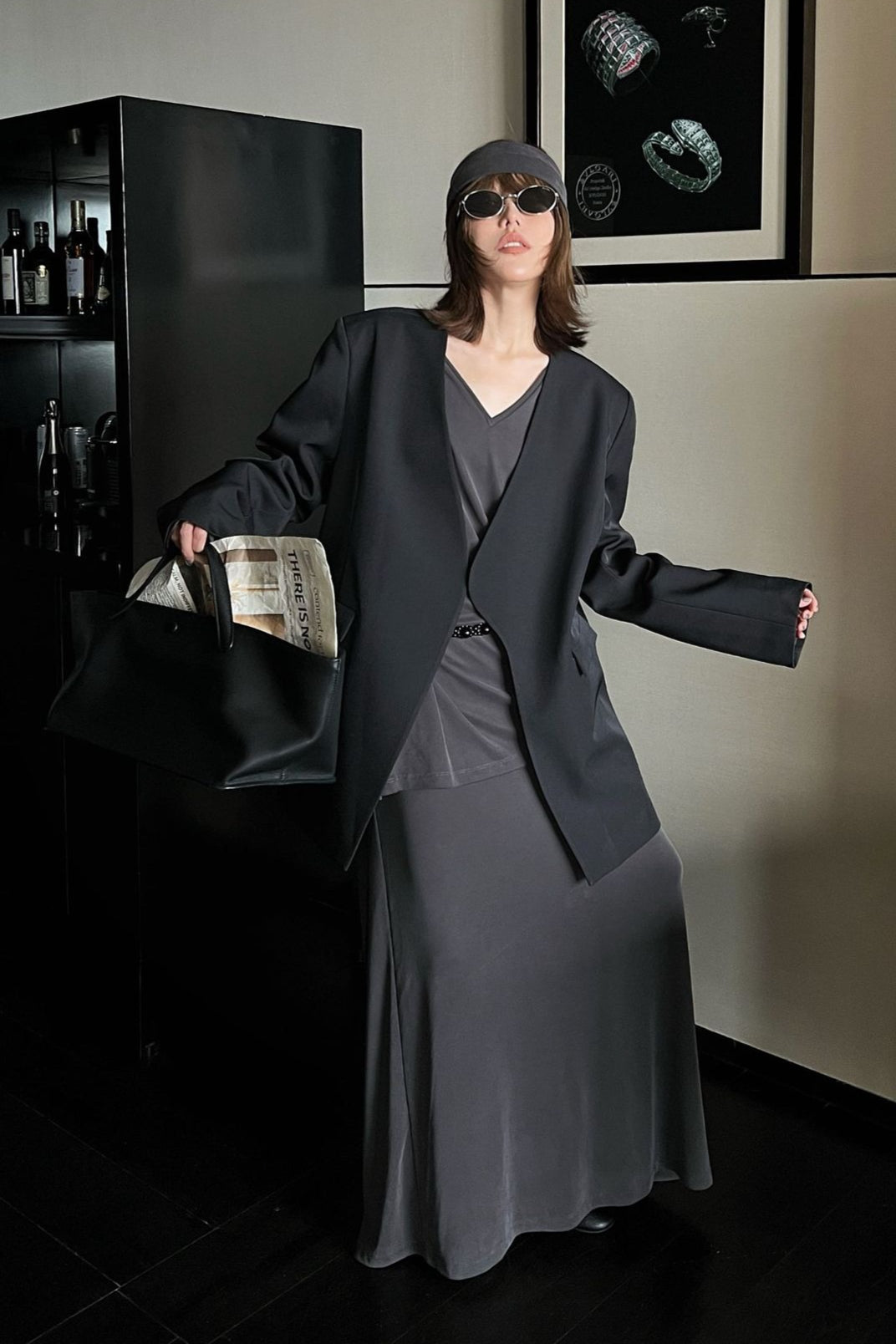 Oversized Black Casual Blazer