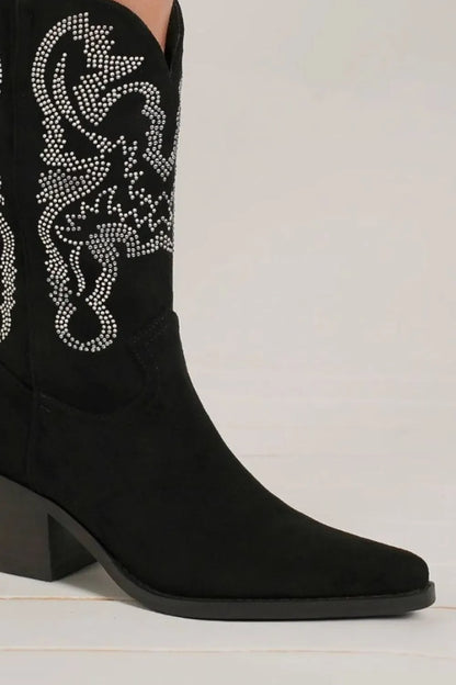 Botas de Mujer de Punta Fina con Detalles de Cristales – Luna Cruz