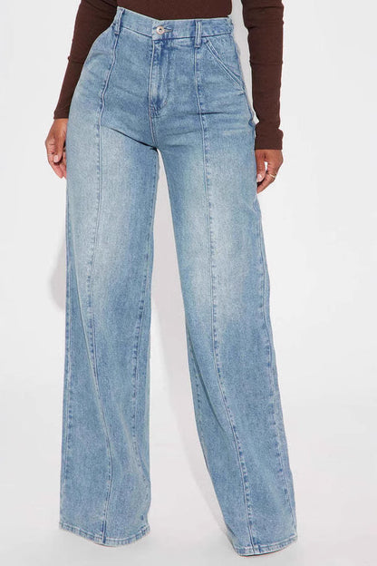 High Waist Straight Leg Jeans