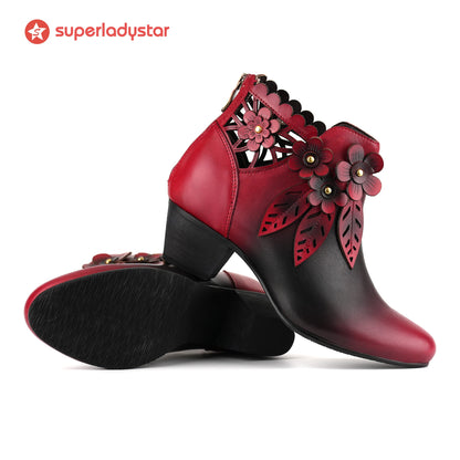 Blooming Elegance Floral Ankle Boots