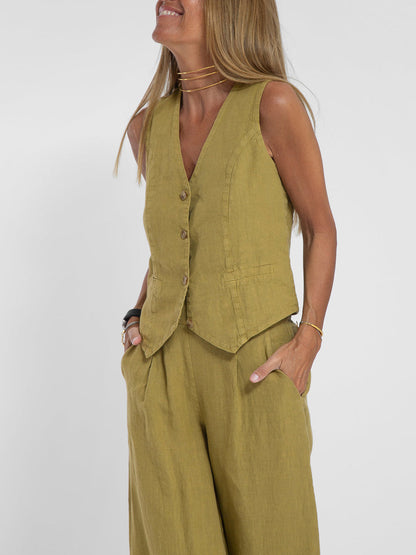 Aira – Elegant two-piece set with vest and wide-leg pants