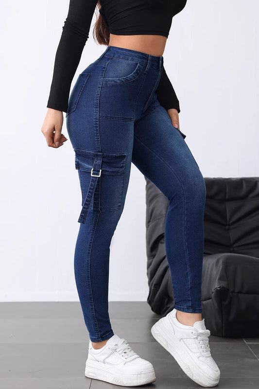 Slim Fit Stretch Flap Cargo Jeans