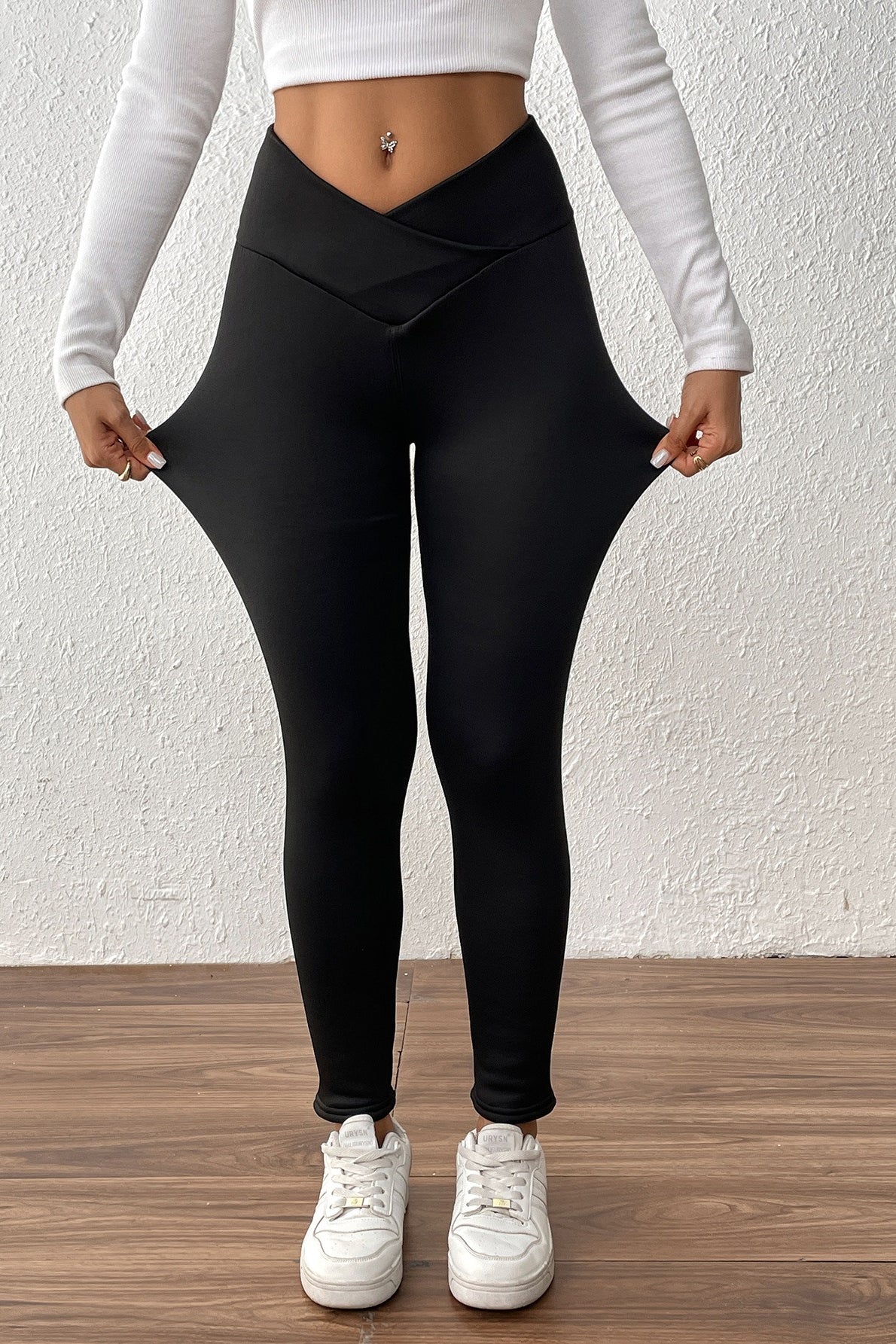 High-Rise Cross Front Thermal Fleece Leggings