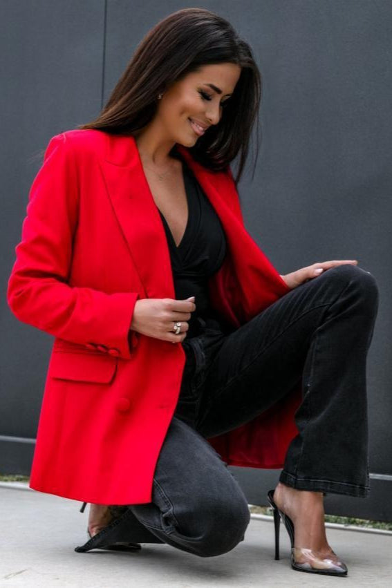 Long Sleeve Double-Breasted Blazer