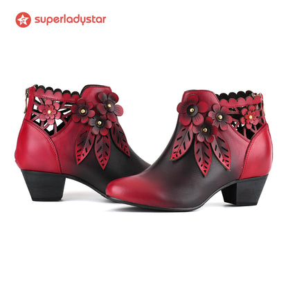 Blooming Elegance Floral Ankle Boots