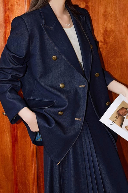 Double Breasted Twill Blazer