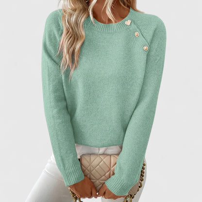 ISABELLE – ELEGANT PEARL BUTTON SWEATER