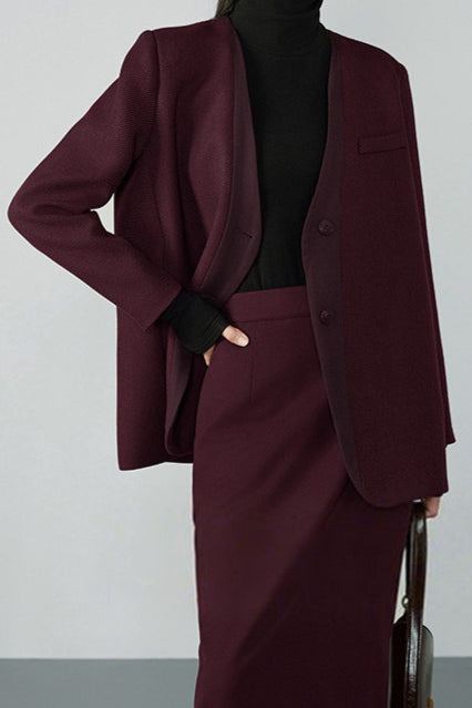 V Neck Single Breasted Blazer
