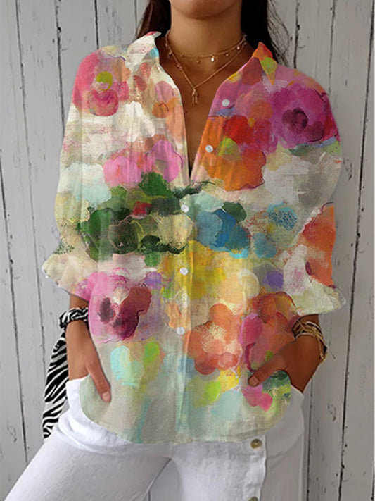 Elara | Artistic Watercolor Blouse