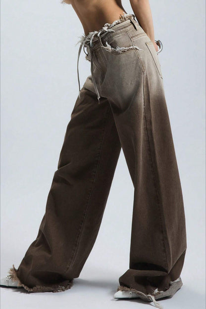 Ombre Low Rise Straight Leg Jeans
