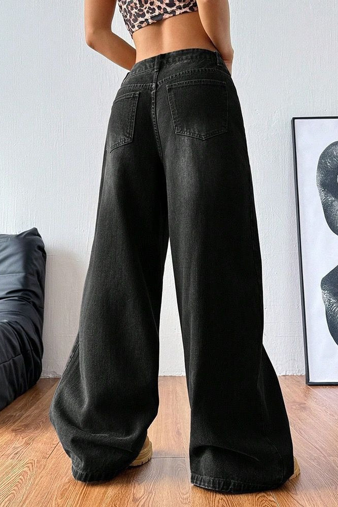 Vintage Washed Wide-Leg Jeans