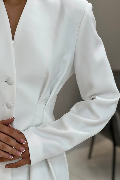 V Neck Waist Cinched Blazer