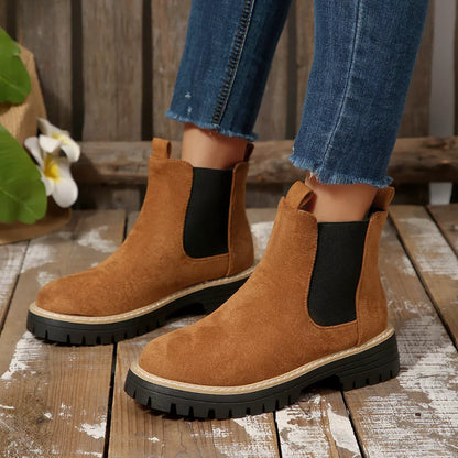 Botines Mujer Tacón Ancho Bloque Punta Redonda - Botas Tobilleras Cómodas Otoño Invierno