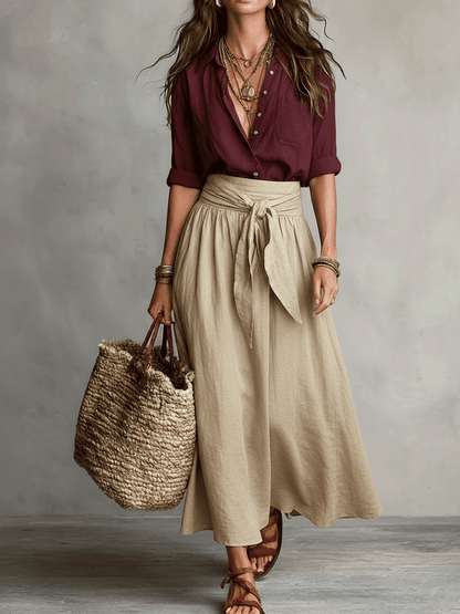 Iris - Elegant Boho Satin Skirt Set