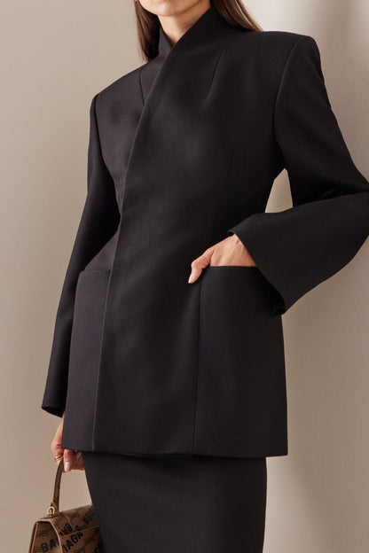 Long Sleeve Stand Collar Blazer