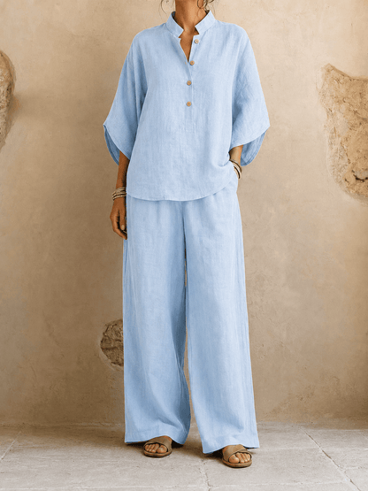 Carmen – Batwing Blouse and Wide-Leg Pants Set