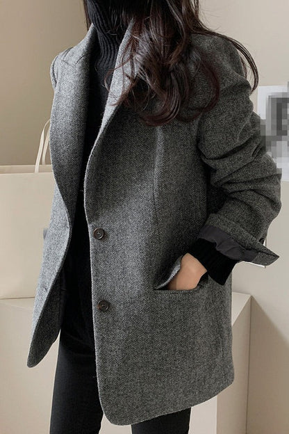 Wool Blend Solid Color Blazer
