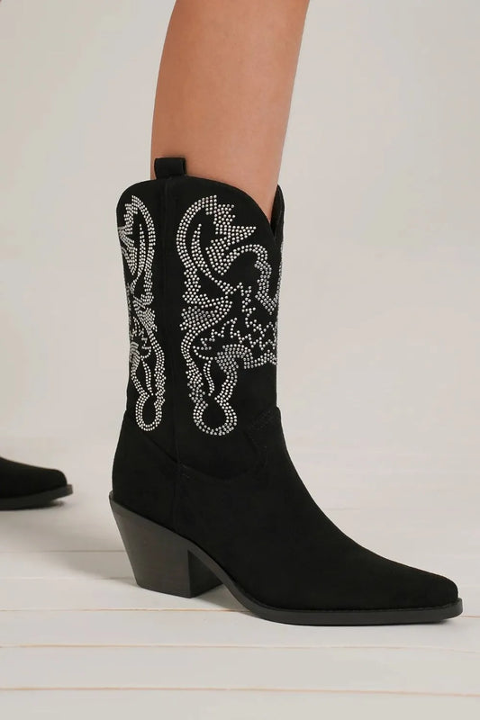 Women's Pointed Toe Boots with Crystal Details – Luna Cruz