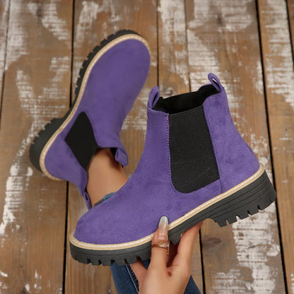 Botines Mujer Tacón Ancho Bloque Punta Redonda - Botas Tobilleras Cómodas Otoño Invierno