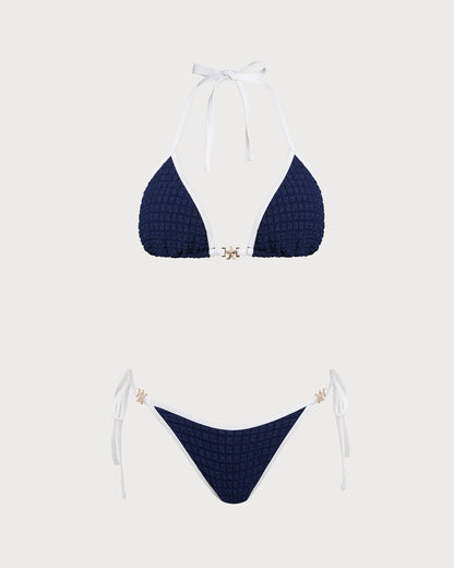 Halter Bikini Set in Contrasting Blue