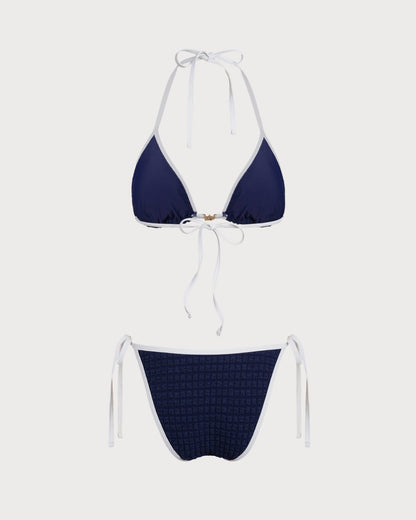 Halter Bikini Set in Contrasting Blue