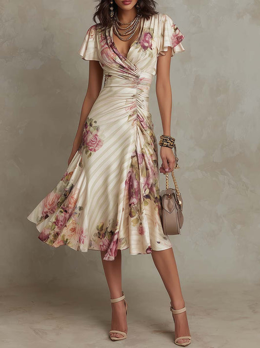 Elena | Floral Wrap Midi Dress