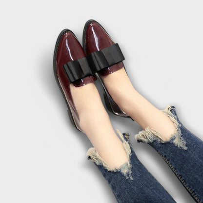 Léonie | Patent Leather Loafers with Bow